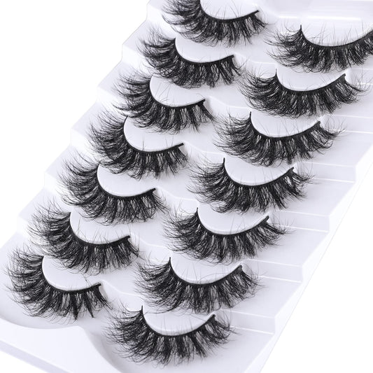 Mebver Lashes Eyelashes 8D Fluffy False Eyelashes Wispy Faux Mink Lashes Light Weight Fake Eyelashes Cat Eye Lashes 7 Pairs Pack, Black Beauty & Personal Care Mebver