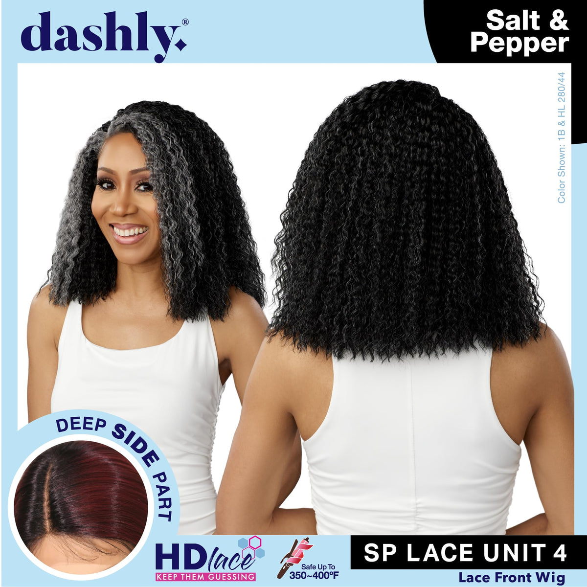 Sensationnel Dashly Lace Saltandpepper Wig-Sp Unit 4, CH30