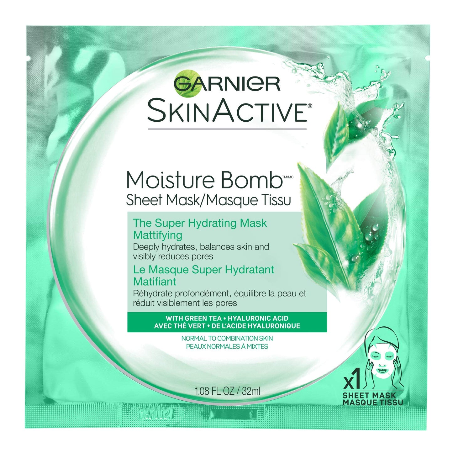 Garnier SkinActive Moisture Bomb The Super Hydrating Sheet Mask, Mattifying, 1 Count (Pack of 1) Beauty & Personal Care Garnier