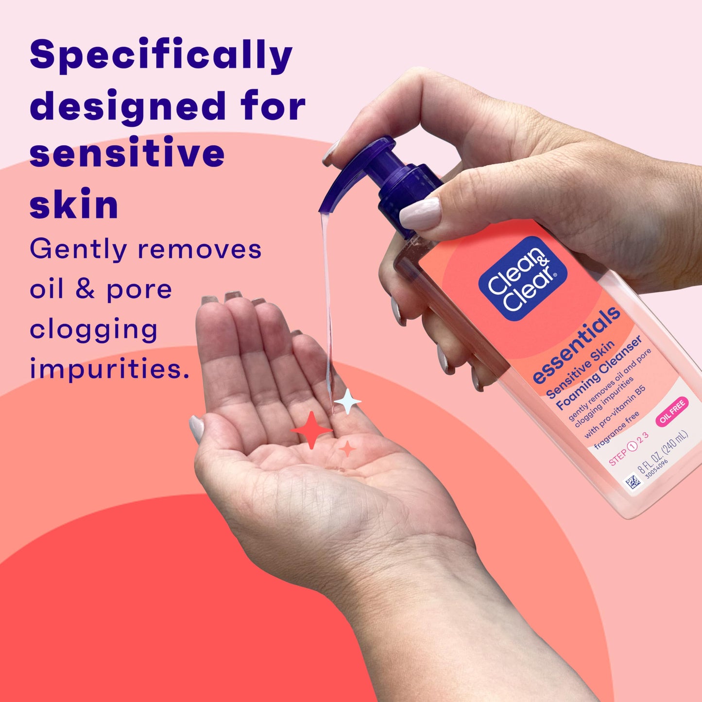 Clean & Clear Essentials Oil-Free Foaming Facial Cleanser, Daily Foaming Face Wash with Pro-Vitamin B5 for Sensitive Skin, Gently Removes Oil Beauty & Personal Care Clean & Clear
