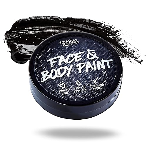 Water Activated SFX Face and Body Paint - Black Face Paint, Special Effects Makeup 18g Cake Tub - Pretend Costume and Dress Up Makeup - Great Beauty & Personal Care splashes & spills
