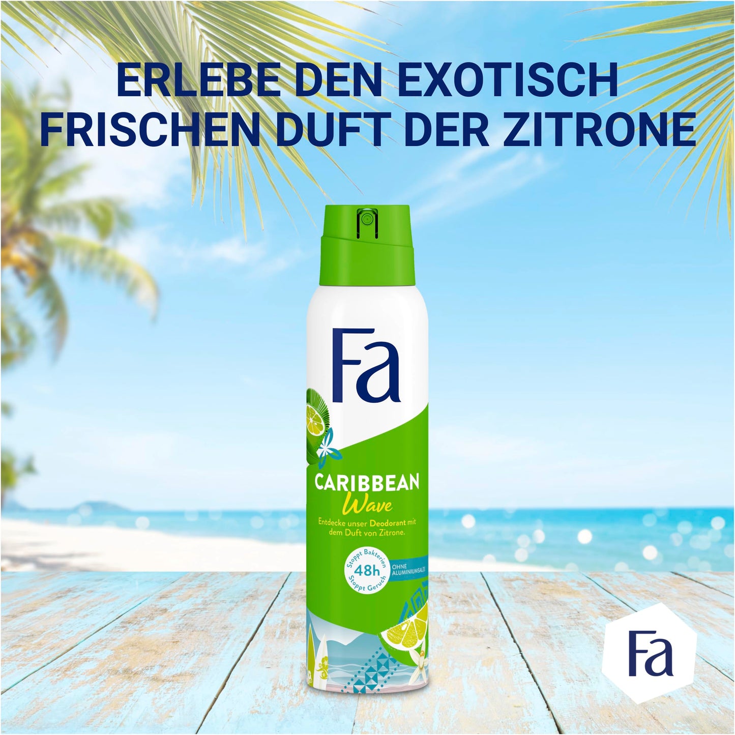 Caribbean Wave Deodorant Spray with the Exotic Fresh Fragrance of Lemon, 48h Protection, 150 ml Beauty and Personal Care FA