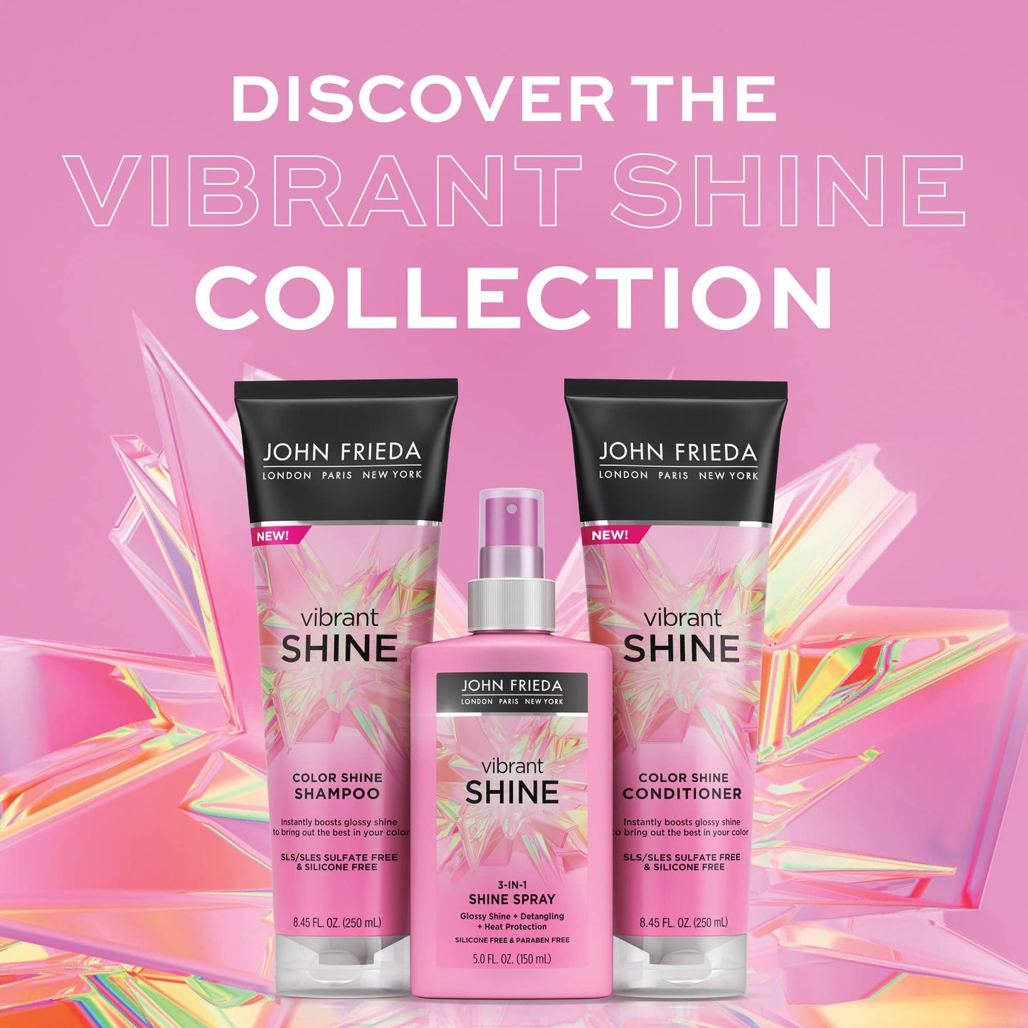 John Frieda Vibrant Shine 3 in 1 Spray, Boosts Shine, Detangles Hair, Heat Protects, Infused with Rosehip Oil for Radiant, Glossy Hair Across All Beauty & Personal Care John Frieda