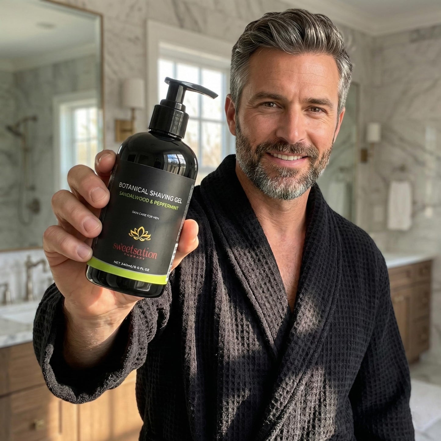 Botanical Shaving Gel, Sandalwood & Peppermint, 8oz All Natural Skin Care. For Smooth Gentle Shave. Beauty and Personal Care Sweetsation Therapy