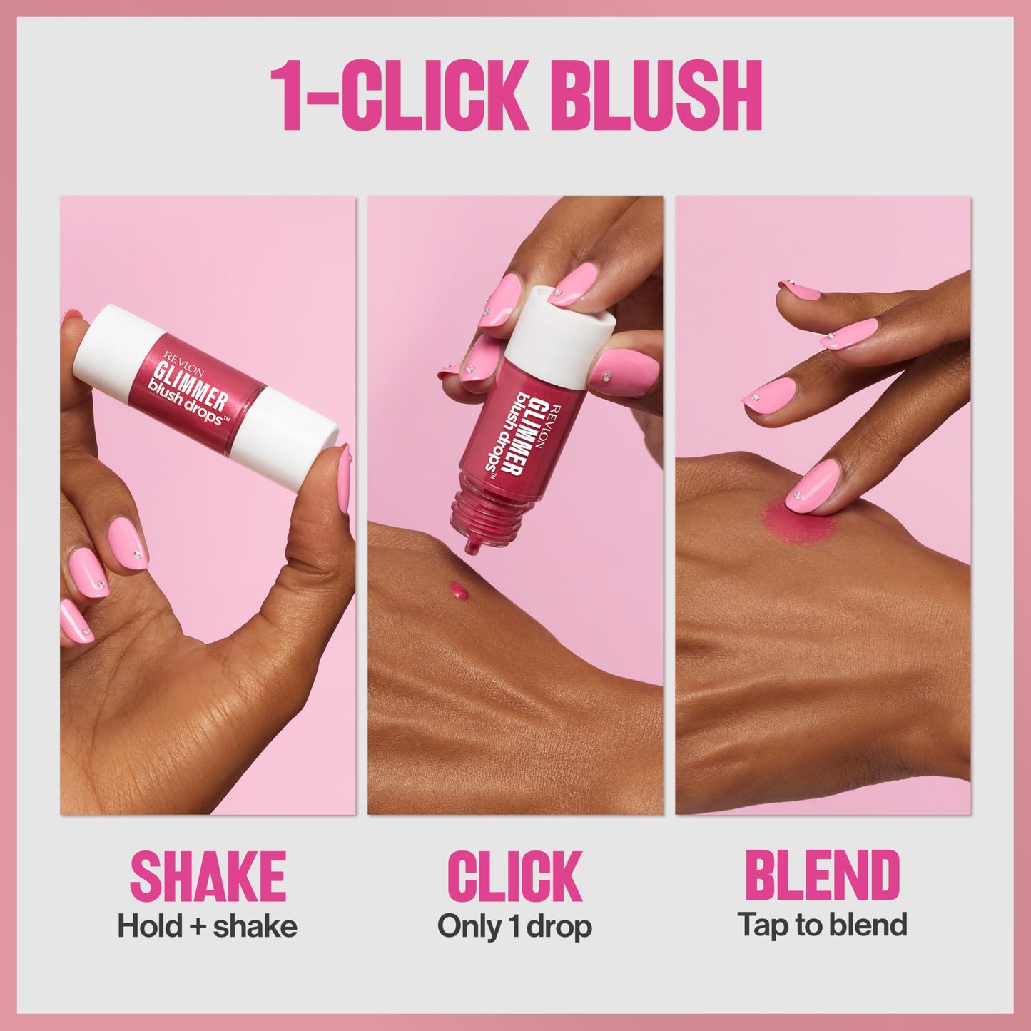 Revlon Glimmer Blush Drops, Liquid Blush for Cheeks, Liquid to Velvety Powder Finish, Glowy, High Pigment, 102 Pink It Over, 0.32 fl oz Beauty & Personal Care REVLON