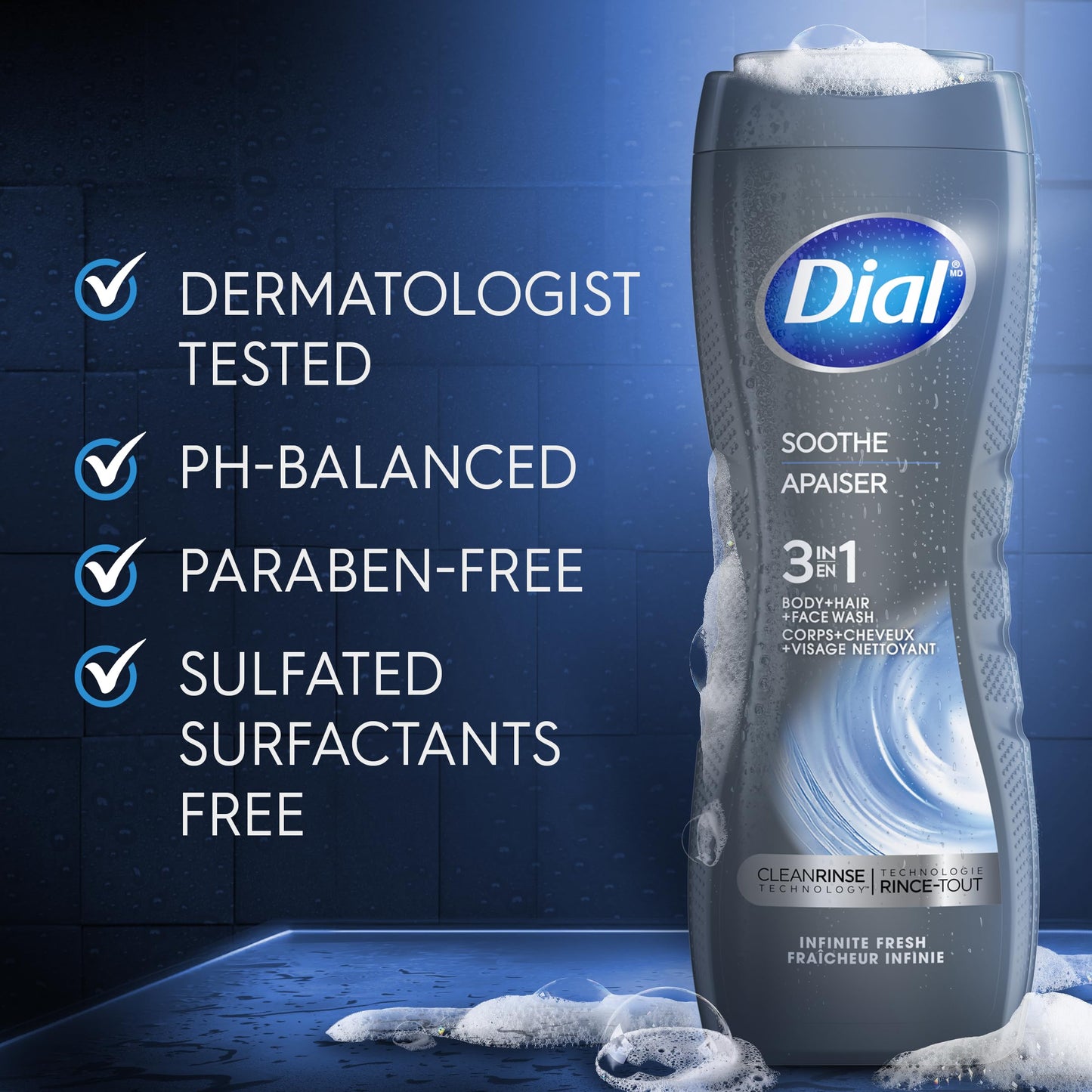 Dial For Men Body Wash - Infinite Fresh - 25 Hour - Net Wt. 16 FL OZ (473 mL) Per Bottle - Pack of 3 Bottles Beauty & Personal Care Dial