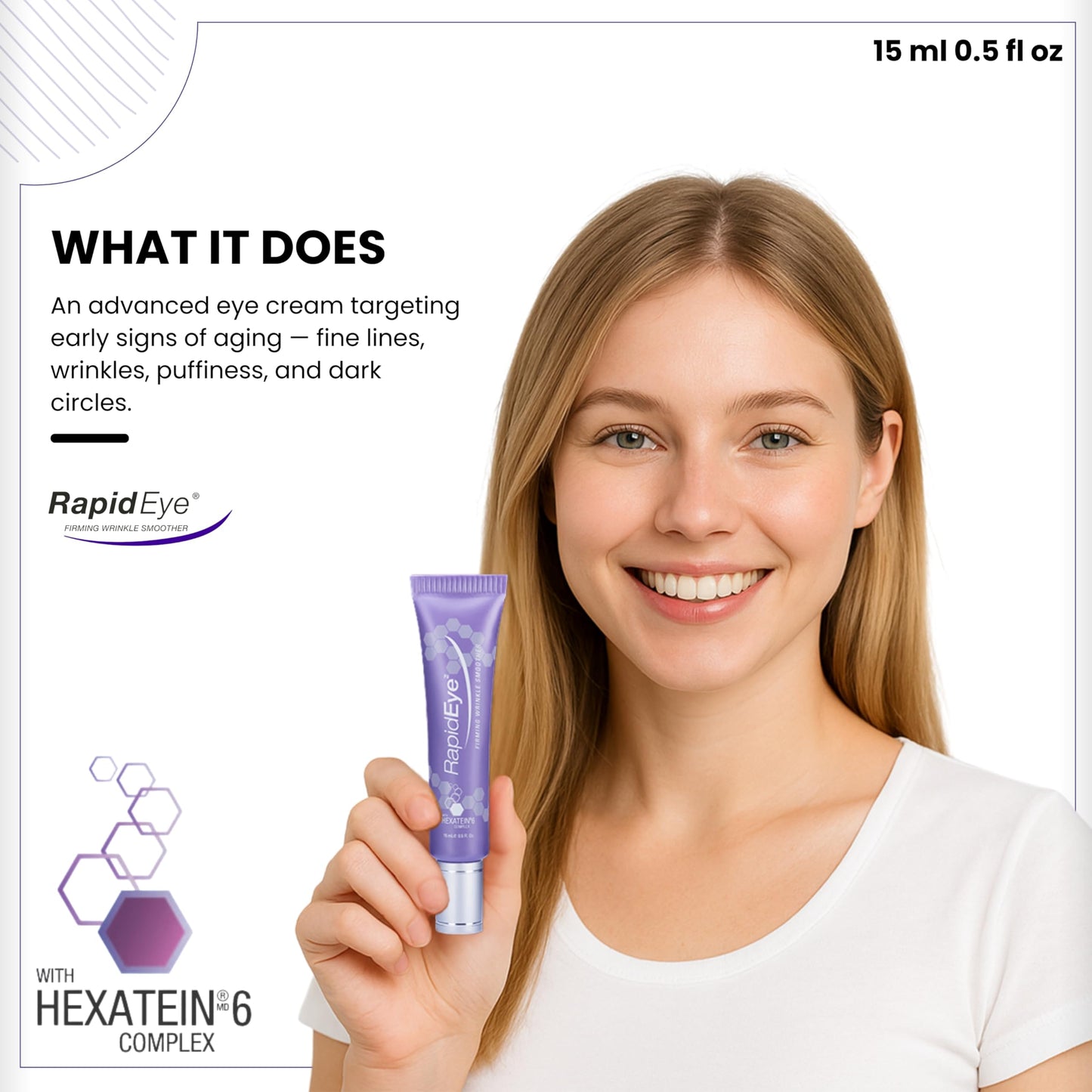 RapidEye Firming Wrinkle Smoother - Anti-Aging Eye Cream with Retinol, Caffeine, Hyaluronic Acid, Peptides & Vitamin E - Under Eye Cream to improve Beauty & Personal Care RapidLash
