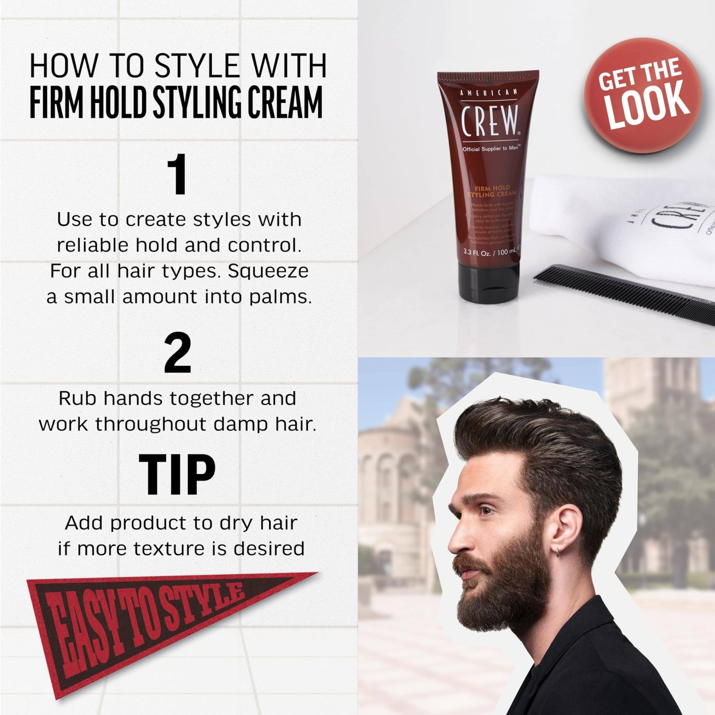 American Crew Men's Hair Styling Cream, Like Gel with Firm Hold and Low Shine, 3.3 Fl Oz Beauty & Personal Care AMERICAN CREW
