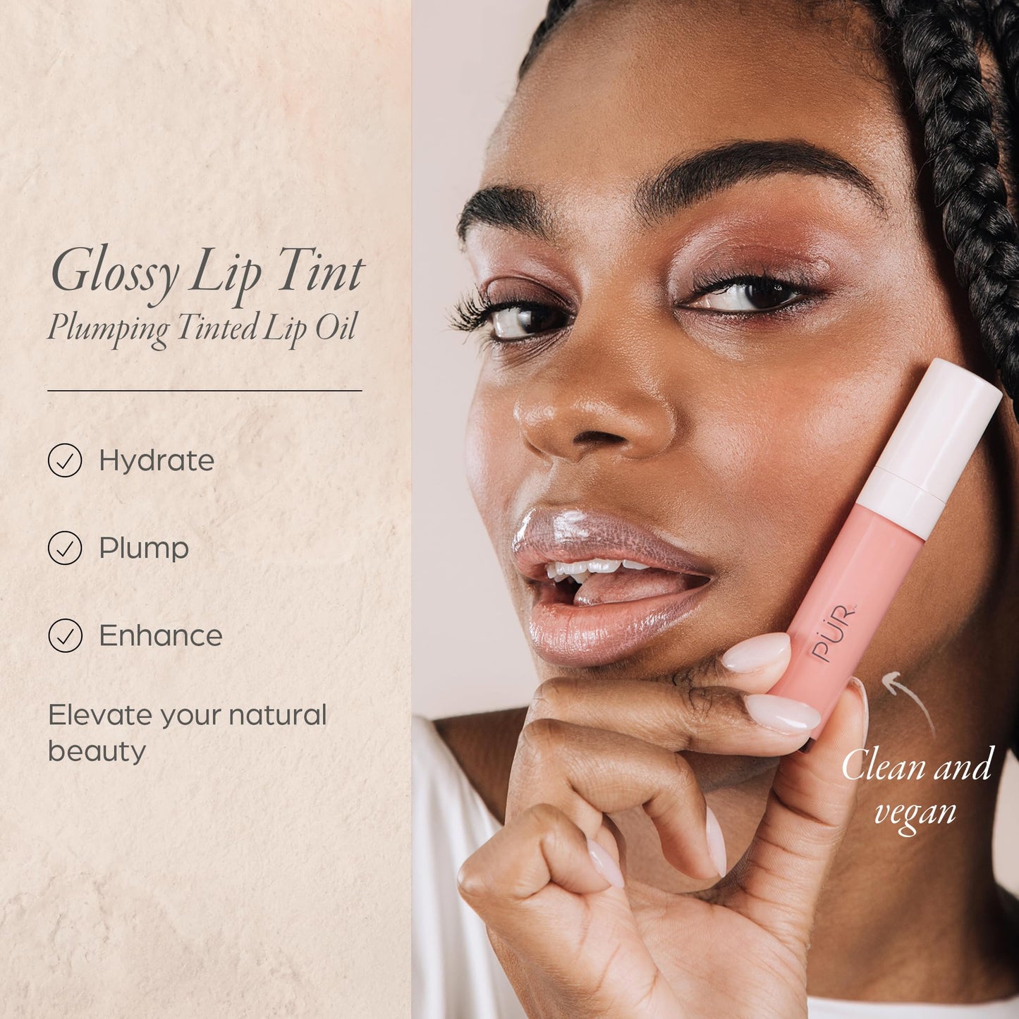 PÜR MINERALS Glossy Lip Tint, Plumping Tinted Lip Oil- Hydrate & Plumps with Buildable, Non-Sticky & High Shine Formula - Jajoba Oil, Vitamin E Beauty & Personal Care PÜR MINERALS