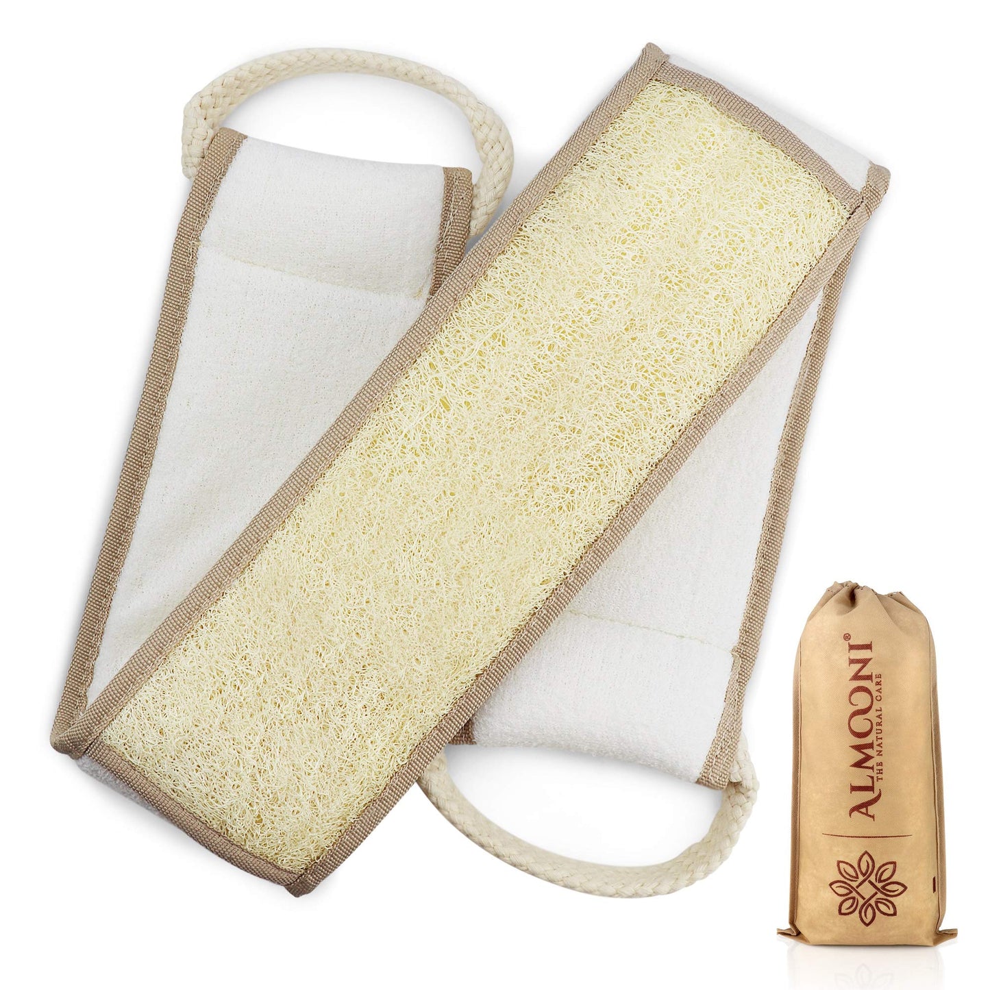 Almooni Natural Egyptian Loofah Back Scrubbers for Use in Shower, Exfoliating Natural Loofah Back Scrubber for Shower for Men and Women to Clean Your Beauty & Personal Care ALMOONI