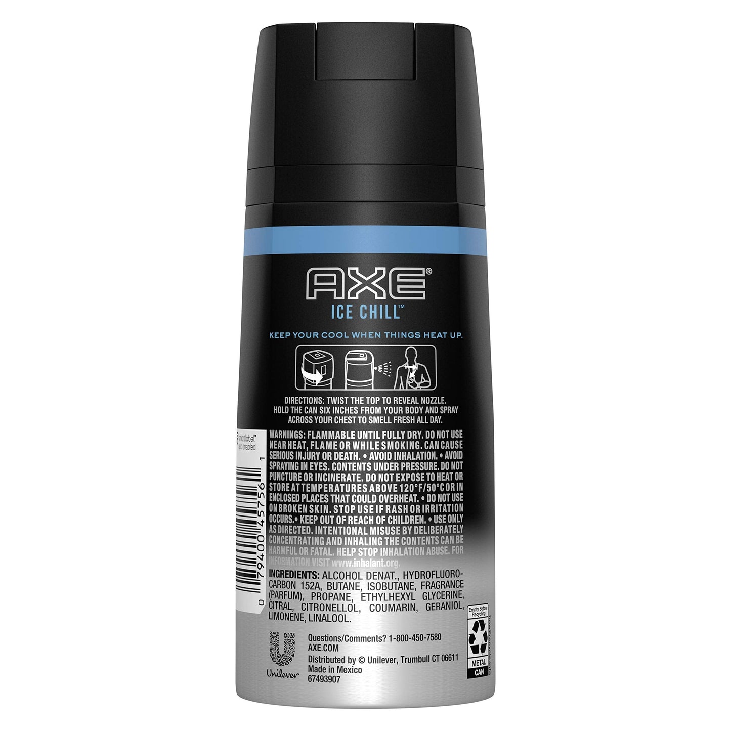 Axe Deodorant Body Spray - Ice Chill - Frozen Lemon & Eucalyptus - Net Wt. 4 OZ (113 g) Per Can - Pack of 2 Cans Beauty and Personal Care Axe