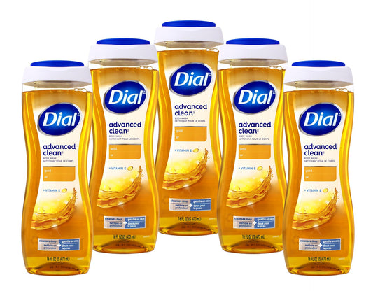 Dial Advanced Clean Body Wash Gold Deep Clean Gentle on Skin with Vitamin E 16 fl oz (Pack of 5) Beauty & Personal Care Dial
