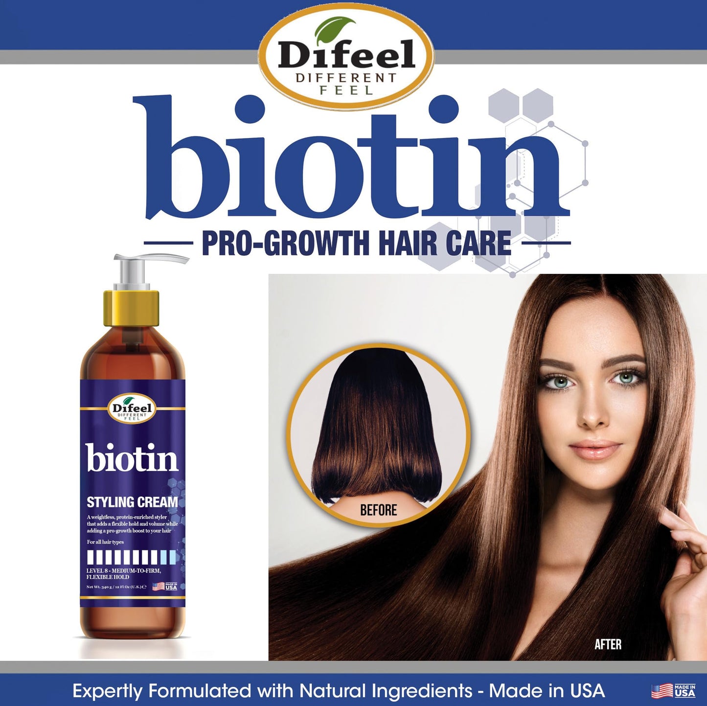 Difeel Biotin Styling Cream 12 ounce - Level 8:Medium-to-Firm, Flexible Hold Styling Cream Beauty & Personal Care Difeel