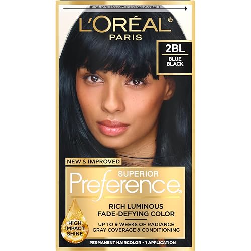L'Oreal Paris Superior Preference Luminous Fade-Defying Permanent Hair Color, Hair Dye For Up to 9 Weeks of Radiance, 2BL Blue Black, 1 Kit Beauty & Personal Care L'Oreal Paris