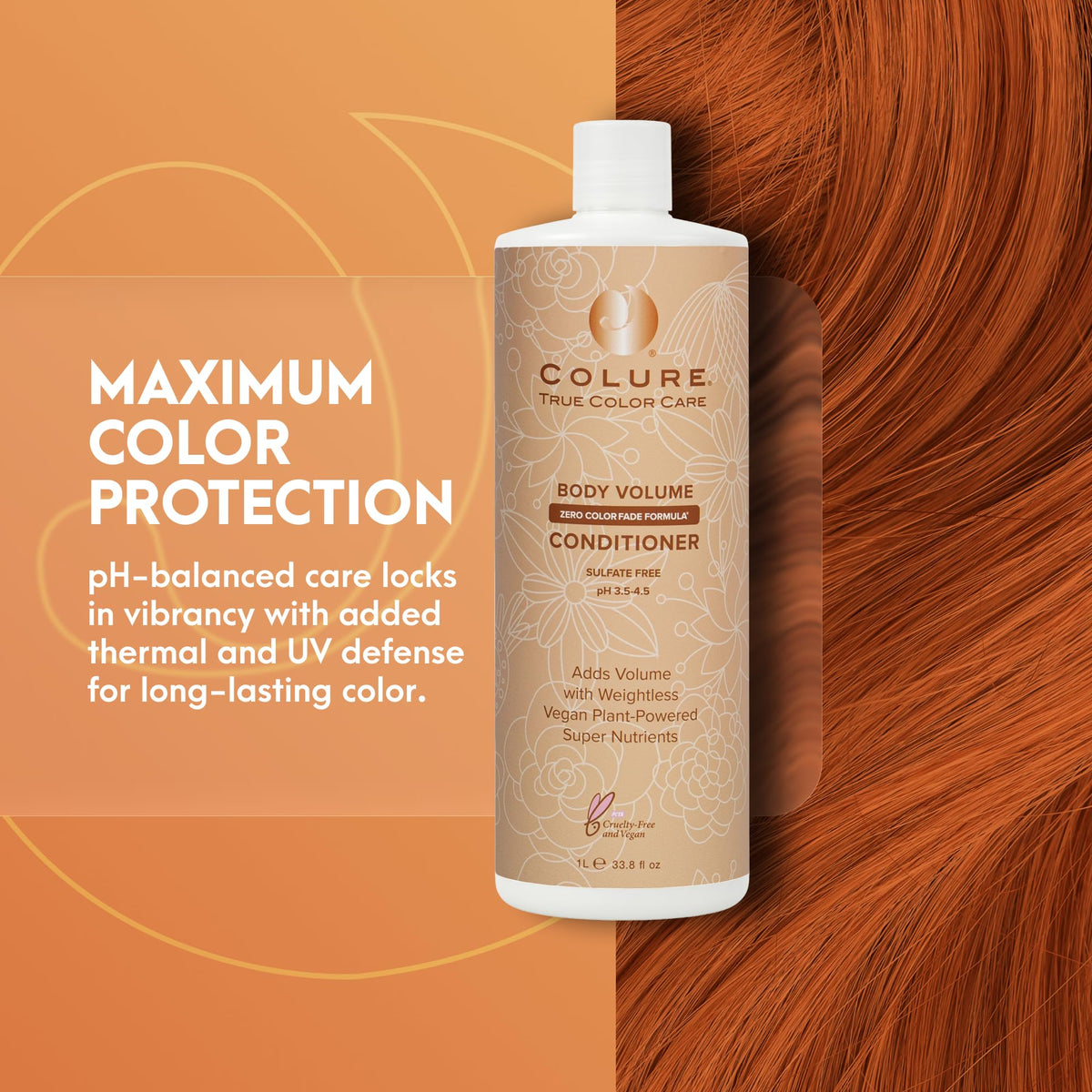 COLURE Body Volume Conditioner, 33 Fl Oz - Weightless Thickening Hair Treatment for Fine Damaged Hair, Vegan Hydrating