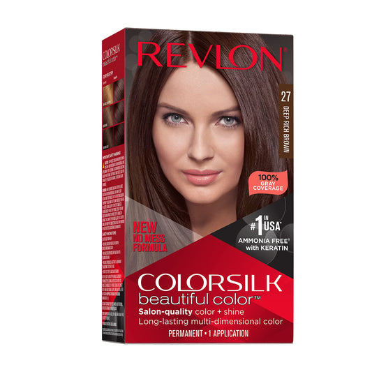 Revlon Colorsilk Beautiful Color Permanent Hair Color, Long-Lasting High-Definition Color, Shine & Silky Softness with 100% Gray Coverage, Ammonia Beauty & Personal Care REVLON