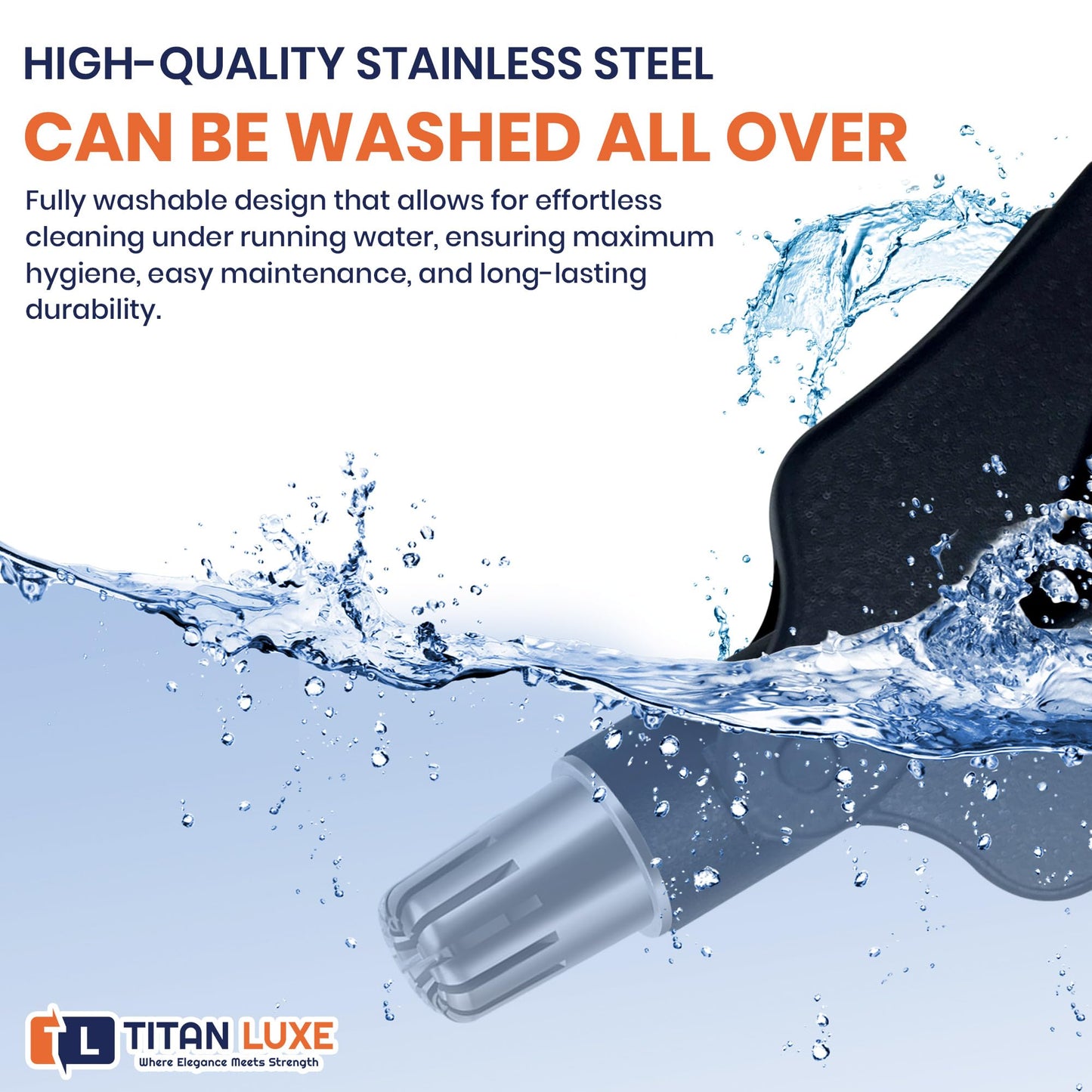 Titan Luxe Stainless Steel Hair Trimmer for Men and Women - Manual Nose and Ear Hair Trimmer - Nose Clippers, 360° Rotating Hair Trimmers - Washable Beauty and Personal Care Titan Luxe