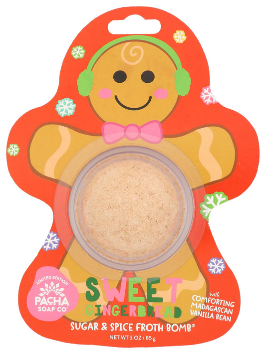 Pacha Soap Gingerbread Man Froth Bomb Card, 3 OZ Beauty and Personal Care Pacha Soap Co