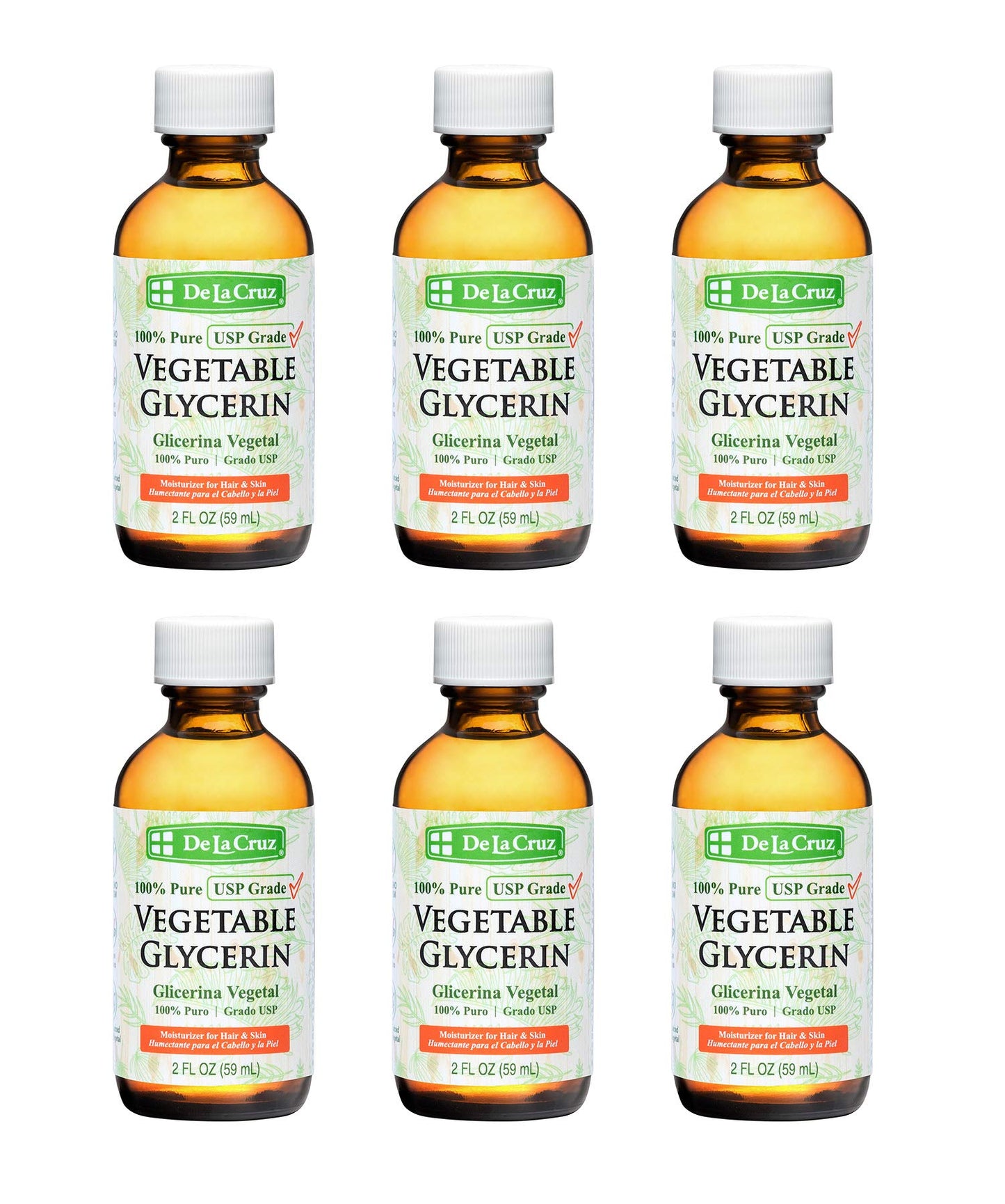 De La Cruz Vegetable Glycerin, 100% Pure Liquid Glycerine USP Grade for Hair, Skin and DIY Projects 2 FL. OZ. (6 Bottles) Beauty & Personal Care De La Cruz