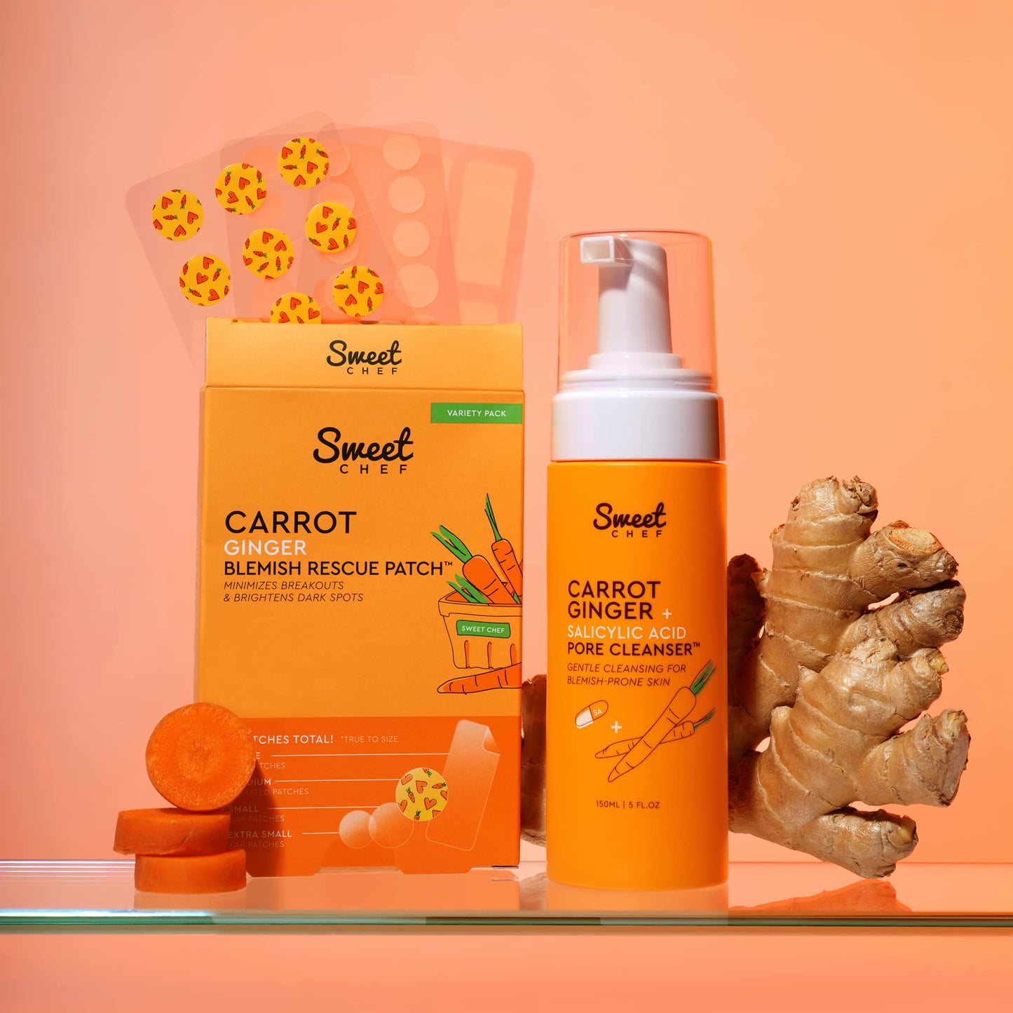 Sweet Chef Carrot Ginger + Salicylic Acid Pore Cleanser - Foaming Face Wash and Gentle Cleanser for Blemish Prone Skin - Brightening Ginger, Pore Beauty & Personal Care Sweet Chef