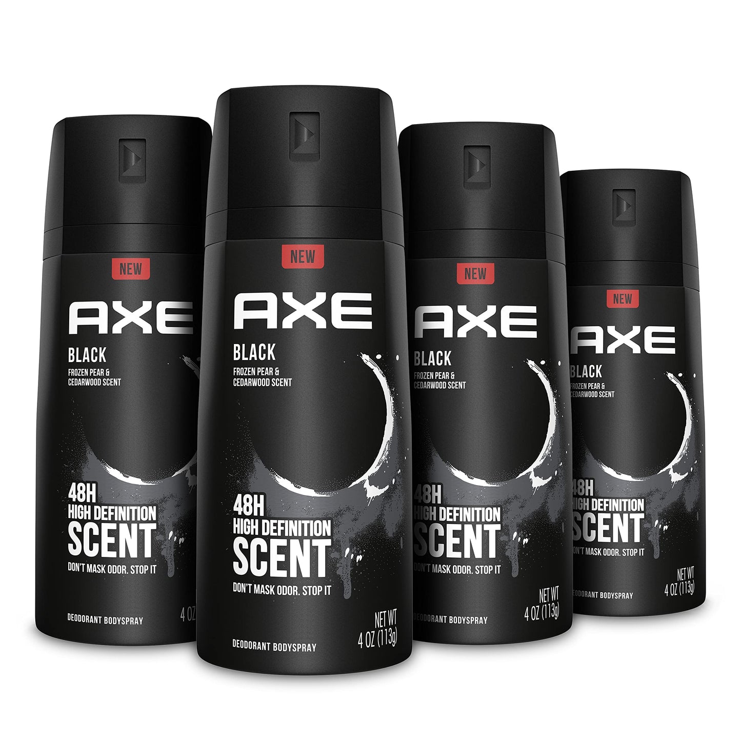 AXE Black Mens Body Spray Deodorant 48hr Odor Protection Frozen Pear & Cedarwood Aluminum Free Deodorant Body Spray, 4 Ounce (Pack of 4) Beauty and Personal Care AXE