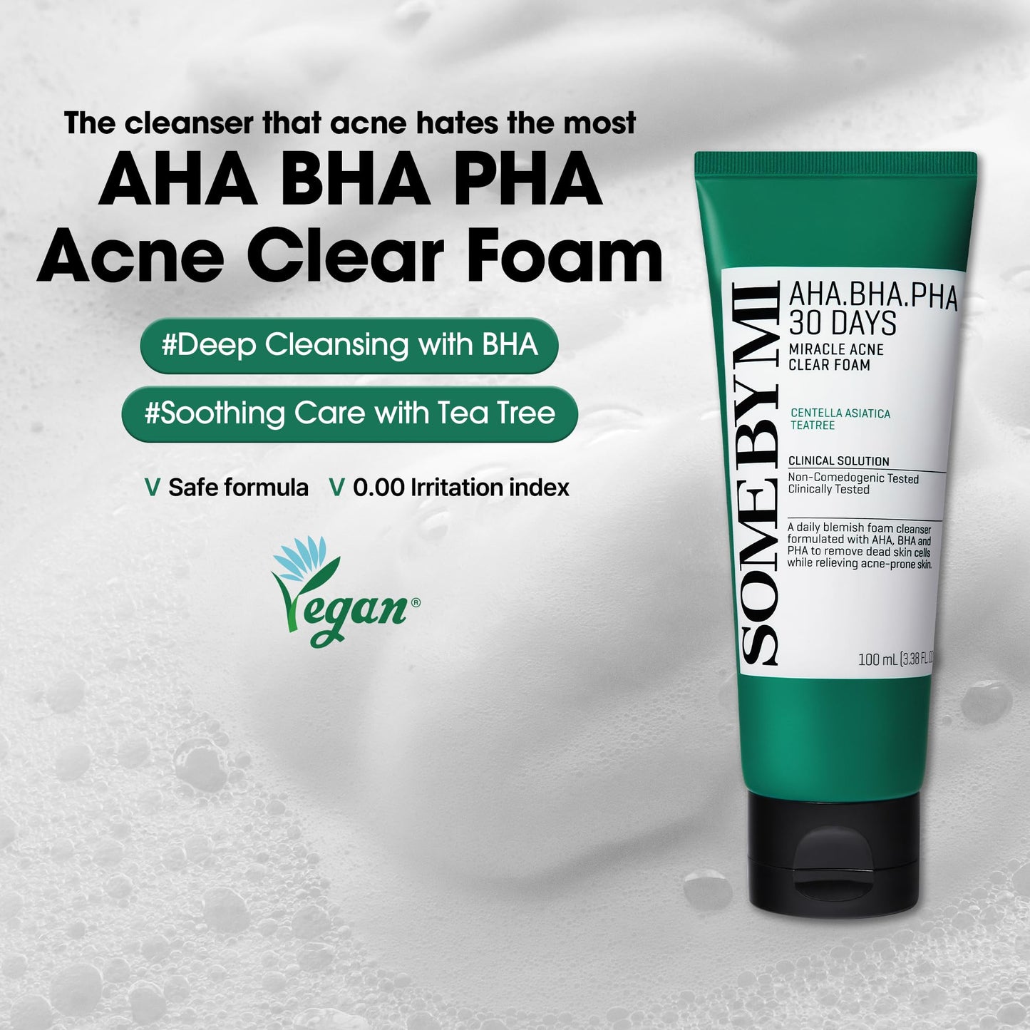 SOME BY MI AHA BHA PHA 30 Days Miracle Acne Clear Foam - 3.38oz, 100ml - Korean Acne Face Wash for Smooth & Clear Skin - Salicylic Acid Cleanser Beauty & Personal Care SOME BY MI