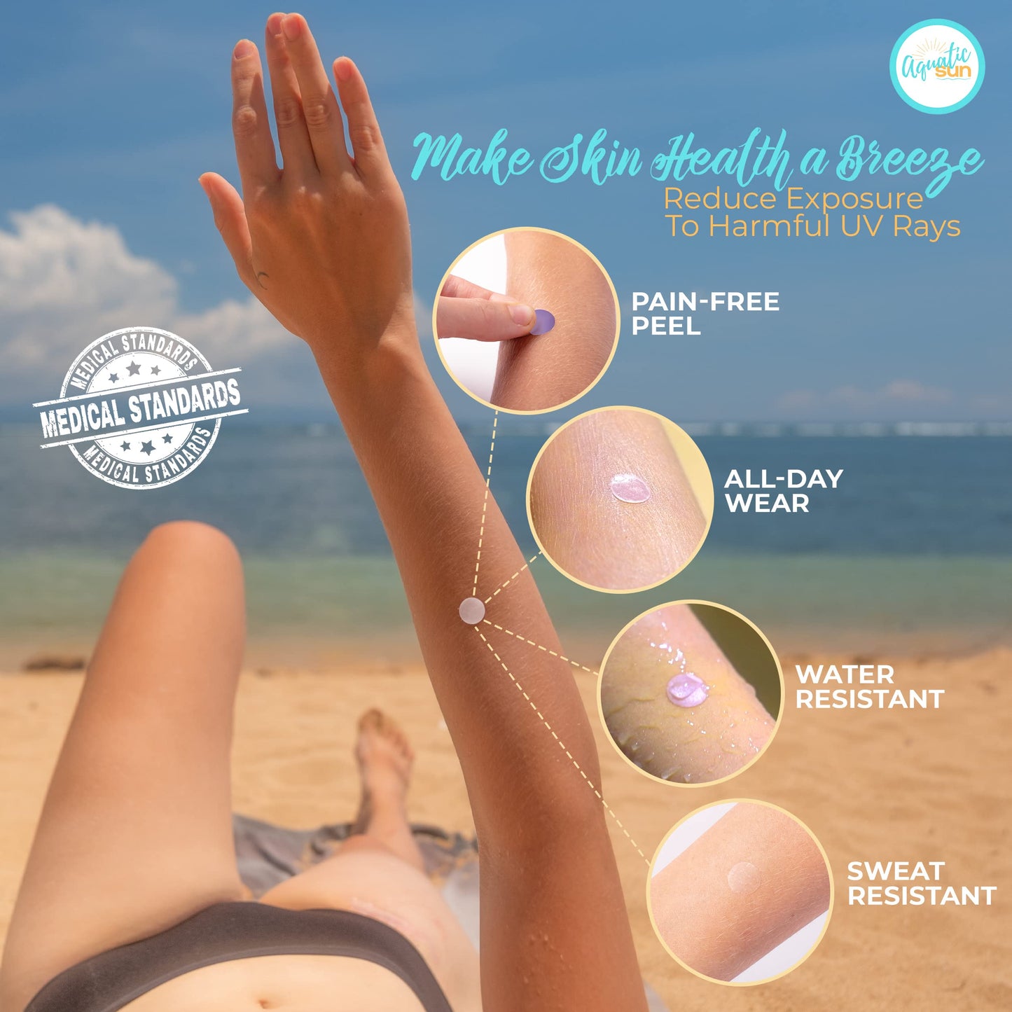 UV Stickers for Sunscreen Reapplication to Avoid Burns - Sunscreen Reminder Stickers You Can Wear All Day - Sweat & Waterproof UV Activated Sunscreen Beauty & Personal Care Aquatic Sun