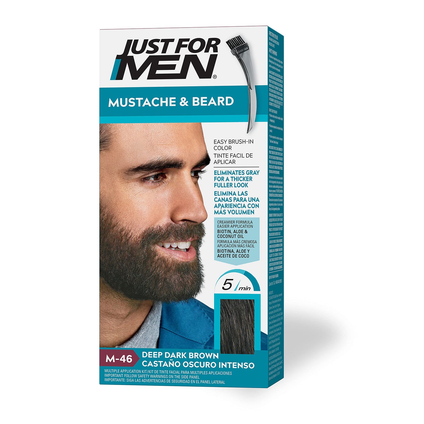 Just For Men Mustache & Beard, multiple uses Beard Dye for Men with Brush, With Keratin Biotin Aloe and Coconut Oil for Healthy Facial Hair - Deep Beauty & Personal Care Just for Men