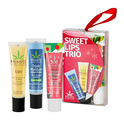 Hempz Sweet Lips Trio, 3 Lip Balms, Holiday Gift for Men or Women, Stocking Stuffer Beauty & Personal Care Hempz