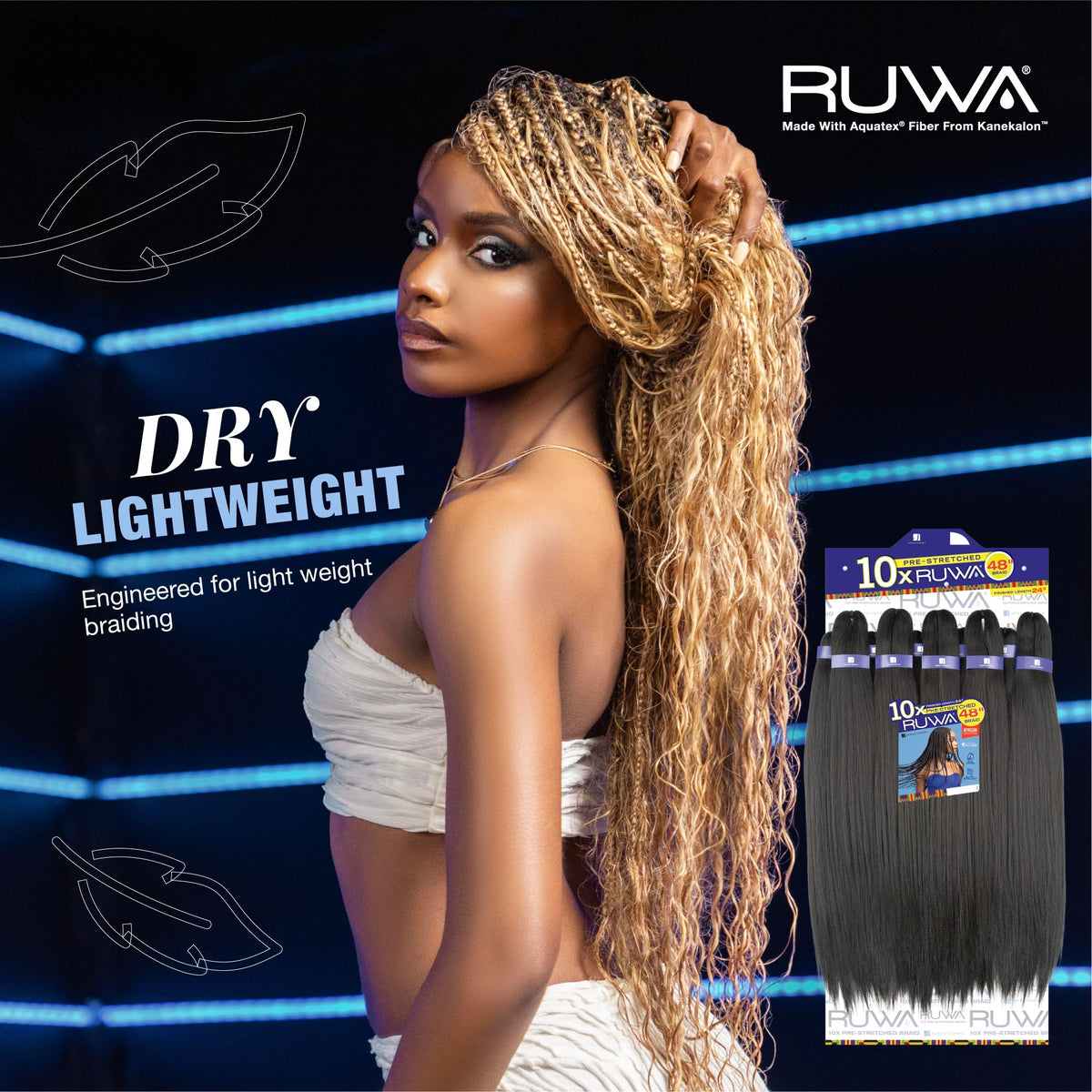 Sensationnel Ruwa Prestretched Braiding Hair-10X 48 Inch,4 MEDBROWN