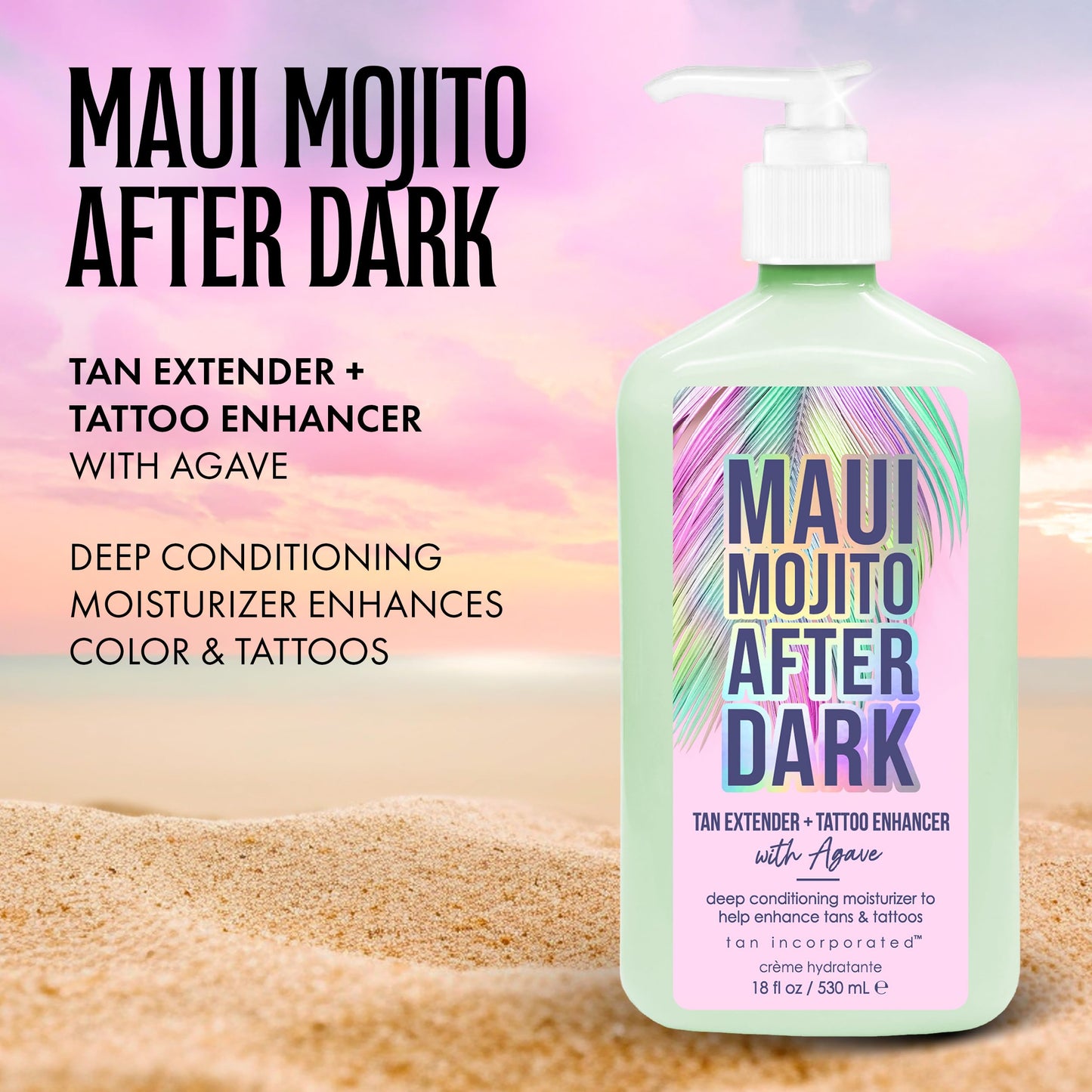 Brown Sugar Maui Mojito After Dark Tan Extender & Tattoo Enhancer, Agave Lime Shea Butter with Tigergrass & Ocean Botanicals, 18 Fl Oz Beauty & Personal Care Brown Sugar