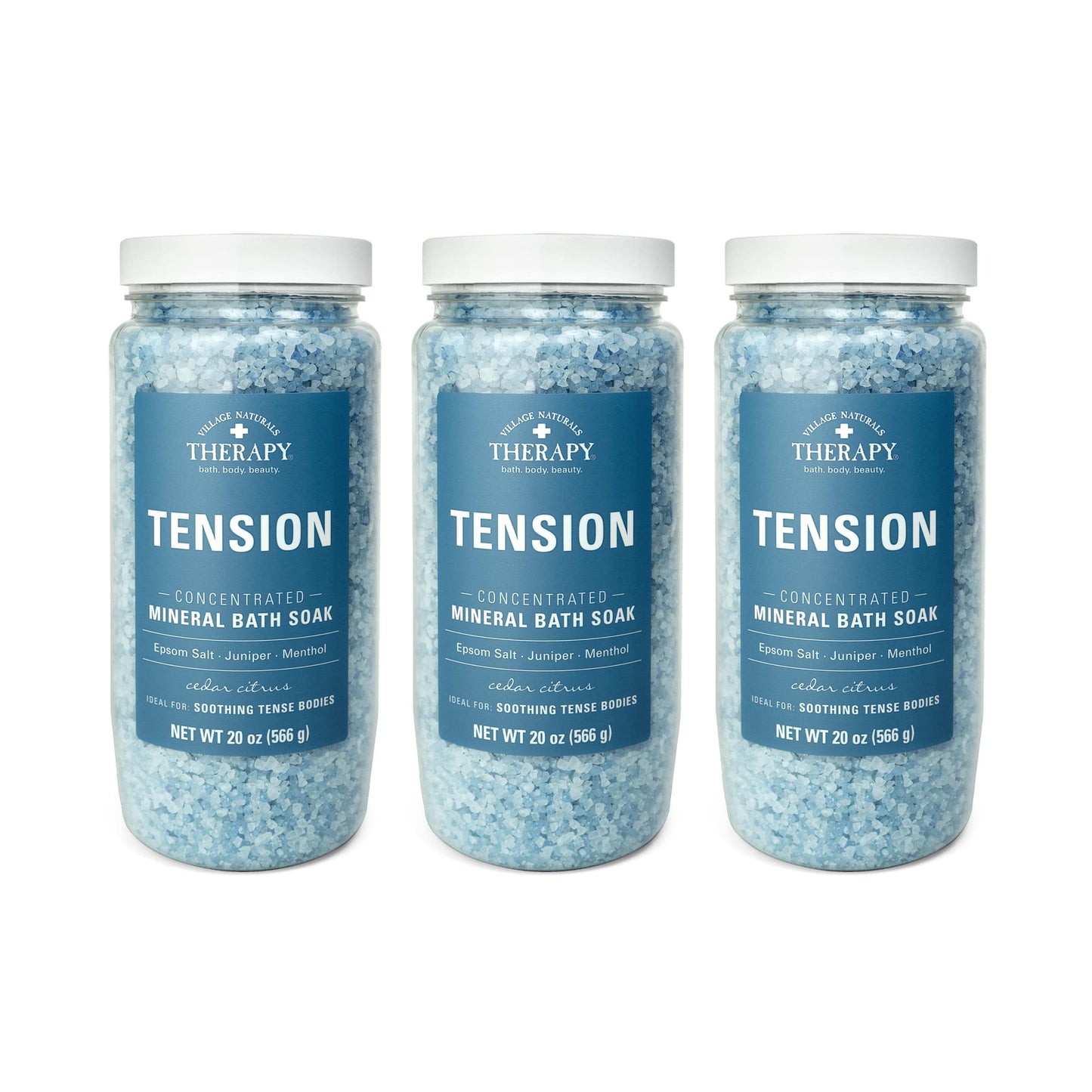 Village Naturals Therapy Tension Concentrated Mineral Bath Soak, Cedar Citrus Scent, 20 Oz, Pack of 3 Beauty and Personal Care Village Naturals Therapy