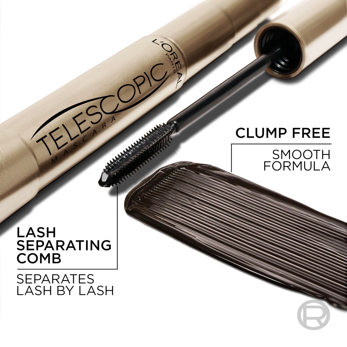 L’Oreal Paris Makeup Original Telescopic Mascara, Separating Mascara Volume and Length Formula, Washable, Black, 0.27 Fl Oz., 1 Count Beauty & Personal Care L'Oreal Paris