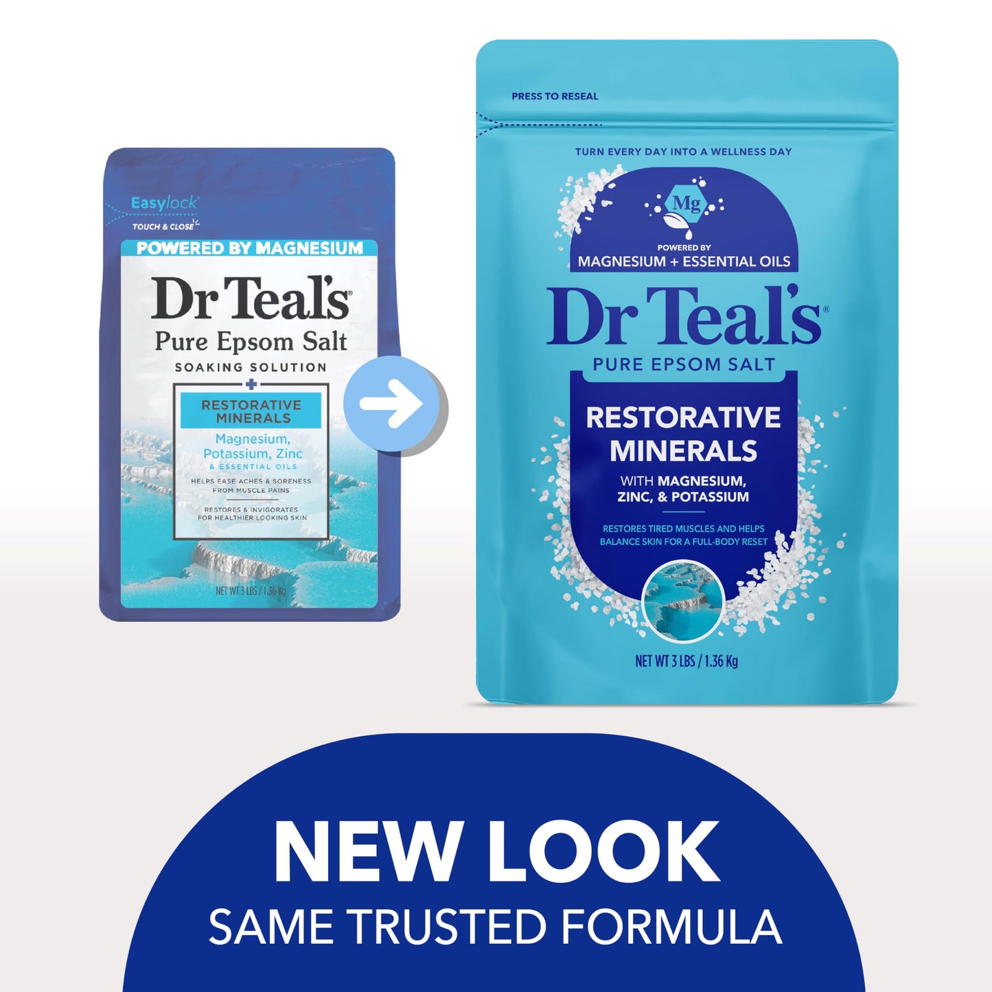 Dr Teal's Epsom Salt Restorative Minerals Soak with Magnesium, Potassium, Zinc & Eucalyptus Essential Oils, 3 lbs (Pack of 4) Beauty and Personal Care Dr Teal's