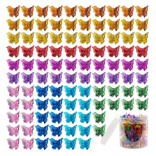 100 Pieces Assorted Color Butterfly Hair Clips, Beautiful Mini Butterfly Hair Clips Hair Accessories for Women and Girls (Transparent color) Beauty and Personal Care Ruocce Default Title