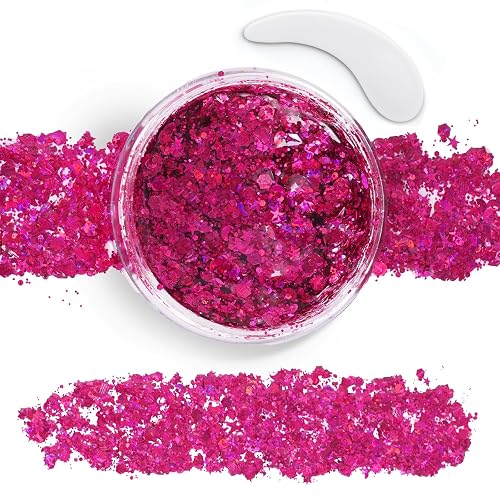 Pink Hair Glitter Gel,Hot Pink face Body Glitter,Singer Concert Outfits Easter Basket Stuffers Hair Glitter for Women and Kids, Music Festival Rave Beauty & Personal Care TUHPIBK