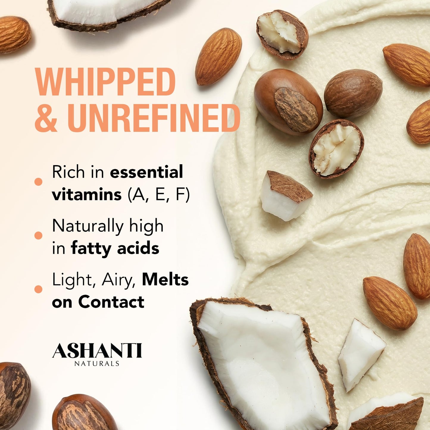 Ashanti Naturals Scented Whipped Shea Butter for Skin | African Body Butter for Women w/Coconut, Almond Oil (Juicy Peach Souffle, 8 oz) Beauty & Personal Care Ashanti Naturals
