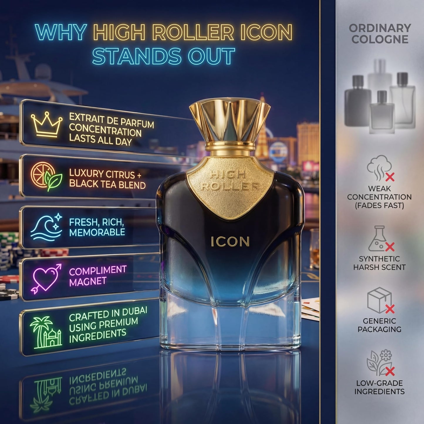 Mahajan High Roller Icon Extrait de Parfum - Clean, Rich & Addictive Men’s Cologne - Long-Lasting Luxury Fresh Fragrance for Men (3.4 oz) Beauty & Personal Care Mahajan
