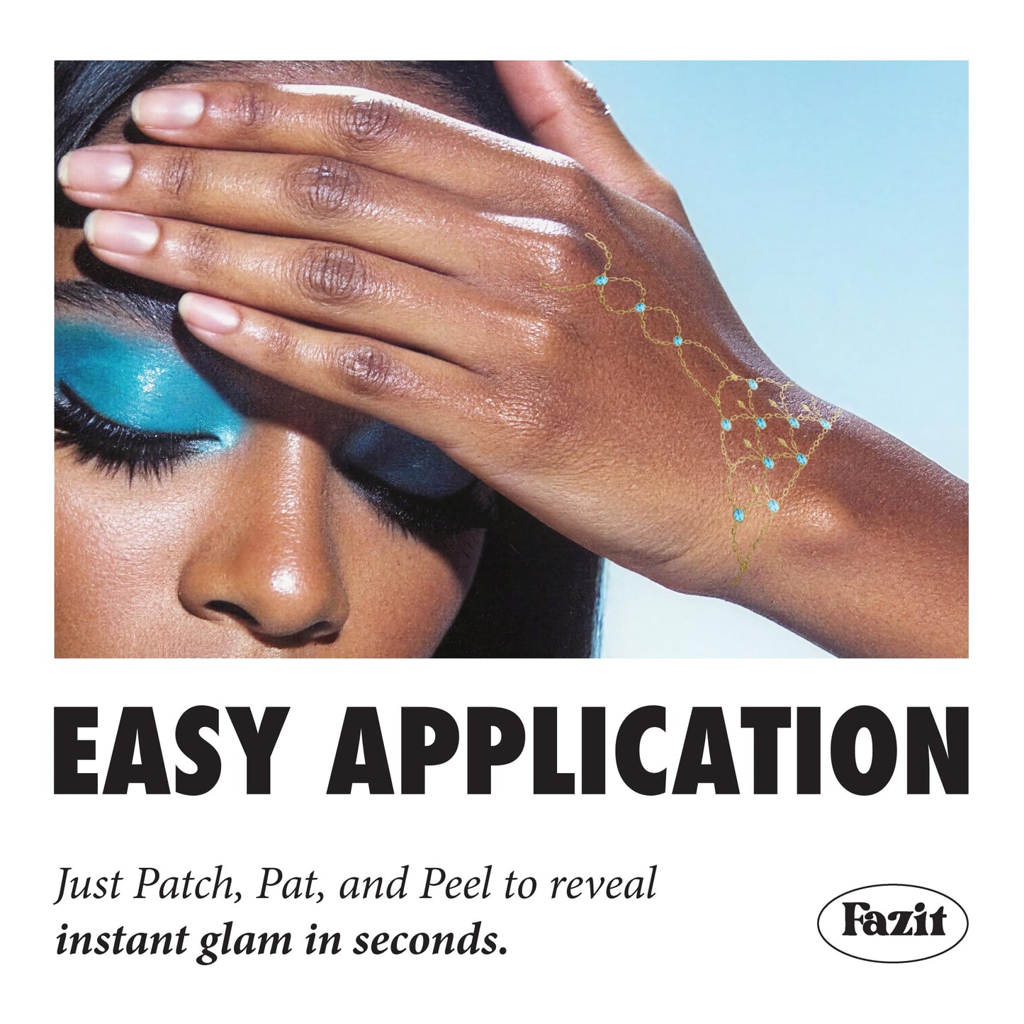 Fazit Makeup Patches - Scallop Hand Chain Bodybond - Glow Up Make-Up Patches - Cute Glitter Makeup Accessories for Women - Cosmetic Body Glitter Beauty & Personal Care Fazit