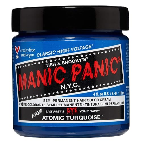MANIC PANIC Classic Atomic Turquoise Semi Permanent Hair Color - Neon Aqua Blue Hair Dye for Women & Men That Lasts 4-6 Weeks - Vegan, Ammonia Beauty & Personal Care MANIC PANIC