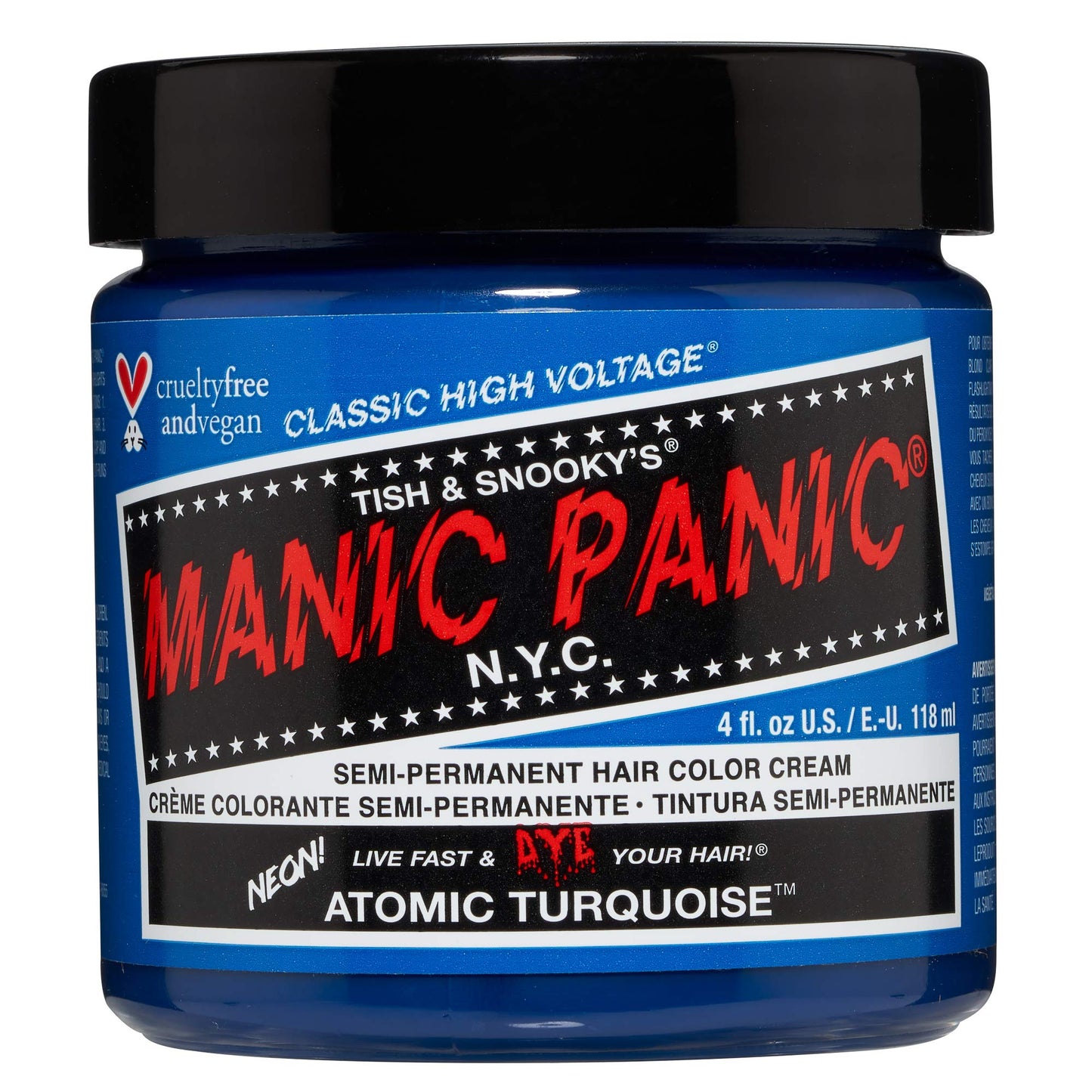 MANIC PANIC Classic Atomic Turquoise Semi Permanent Hair Color - Neon Aqua Blue Hair Dye for Women & Men That Lasts 4-6 Weeks - Vegan, Ammonia Beauty & Personal Care MANIC PANIC