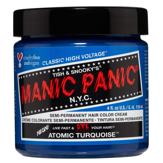MANIC PANIC Classic Atomic Turquoise Semi Permanent Hair Color - Neon Aqua Blue Hair Dye for Women & Men That Lasts 4-6 Weeks - Vegan, Ammonia Beauty & Personal Care MANIC PANIC