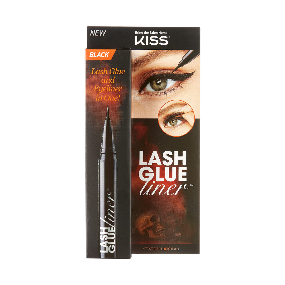 KISS Lash GLUEliner, 2-in-1 Felt-Tip Eyeliner and Lash Adhesive, Long Lasting Wear, Can Be Used With Strip Lashes and Lash Clusters, Net Wt. 0.7 mL Beauty & Personal Care KISS