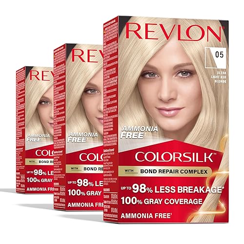 Revlon ColorSilk with Bond Repair Complex, Blonde Permanent Hair Color, 100% Gray Coverage, Ammonia Free Hair Dye, Vegan Keratin, 05 Ultra Light Ash Beauty & Personal Care REVLON