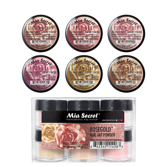 Mia Secret Colored Acrylic Nail Art Powder Collection - Rosegold, 6PC Beauty & Personal Care Mia Secret