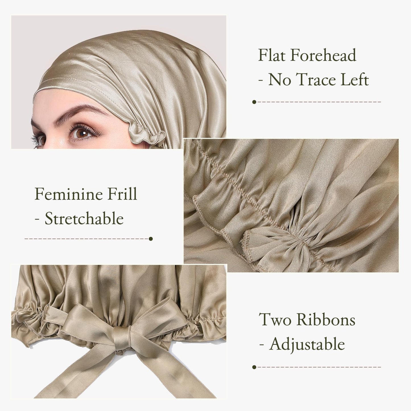 LilySilk Silk Bonnet for Sleeping Womens Sleep Cap 100% 19MM Mulberry Silk for Long Curly Hair Adjustable Stretchy Taupe Beauty and Personal Care LilySilk