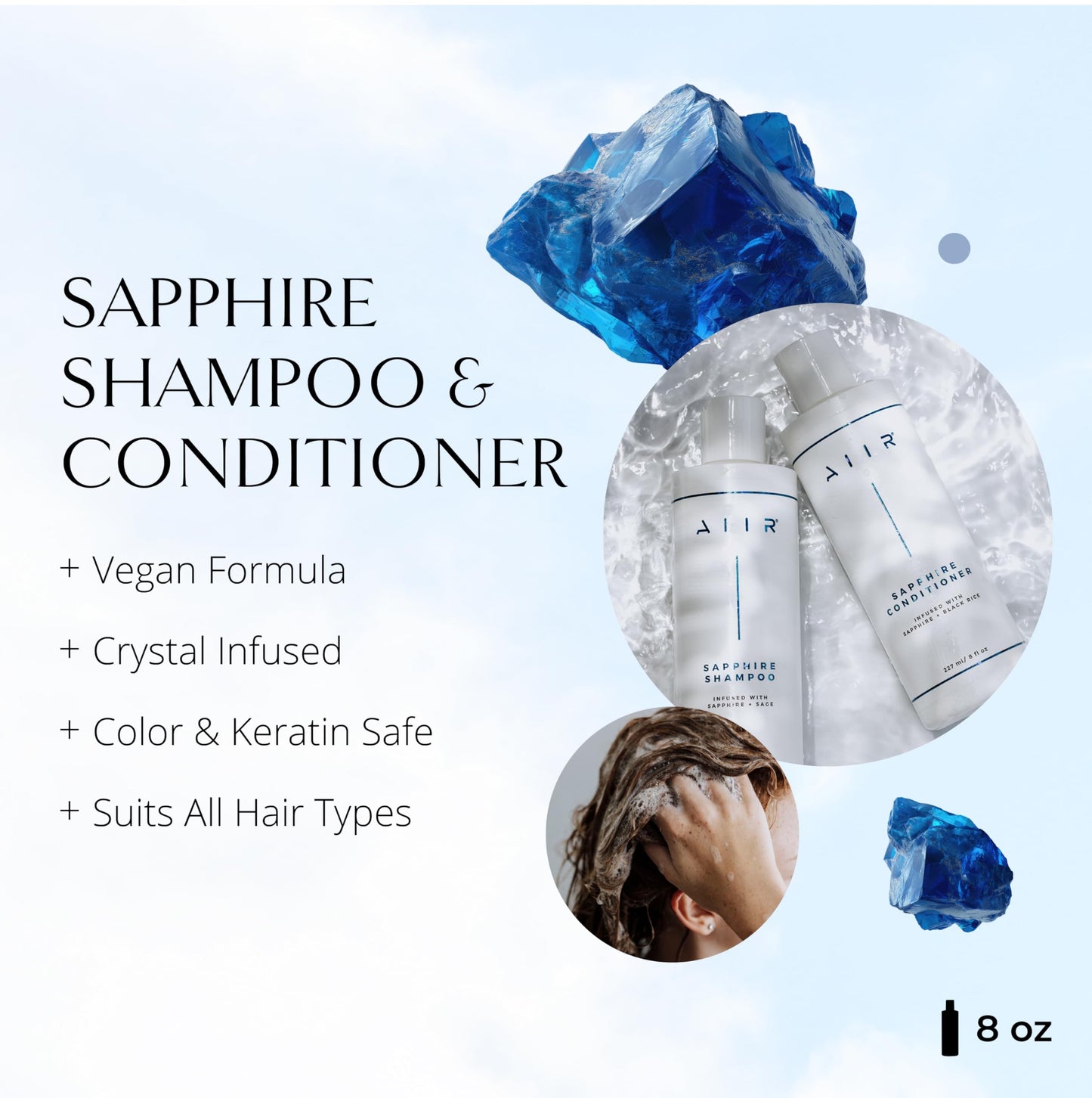 AIIR Sapphire Shampoo and Conditioner - Adding Shine & Softness, Amino Acids Repairs and Strengthens Damaged Hair, Hydrate and Moisturize Dry Brittle Beauty & Personal Care AIIR