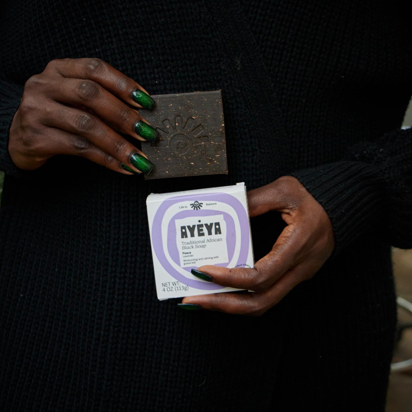 AYÉYA African Black Soap Bar, Lavender (Peace) - Exfoliating Bar Soap for Dry, Combination, Sensitive, Acne-Prone Skin, 4 Oz Beauty & Personal Care Ayeya