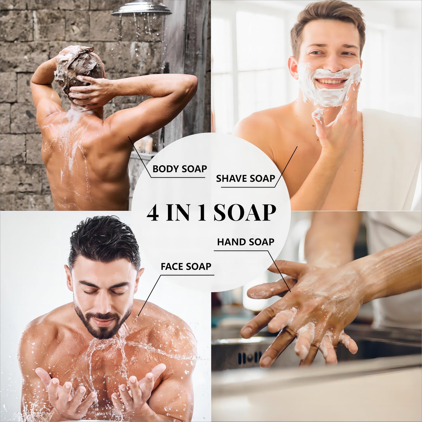 Rinse & Robust Mens Soap Bar Set 6Pcs Natural Cleansing Bar Soap Set Scrub Soap Gift for Men All Skin Type| 6 Different Scents |3.5 oz of 6 Bars Beauty & Personal Care Rinse & Robust