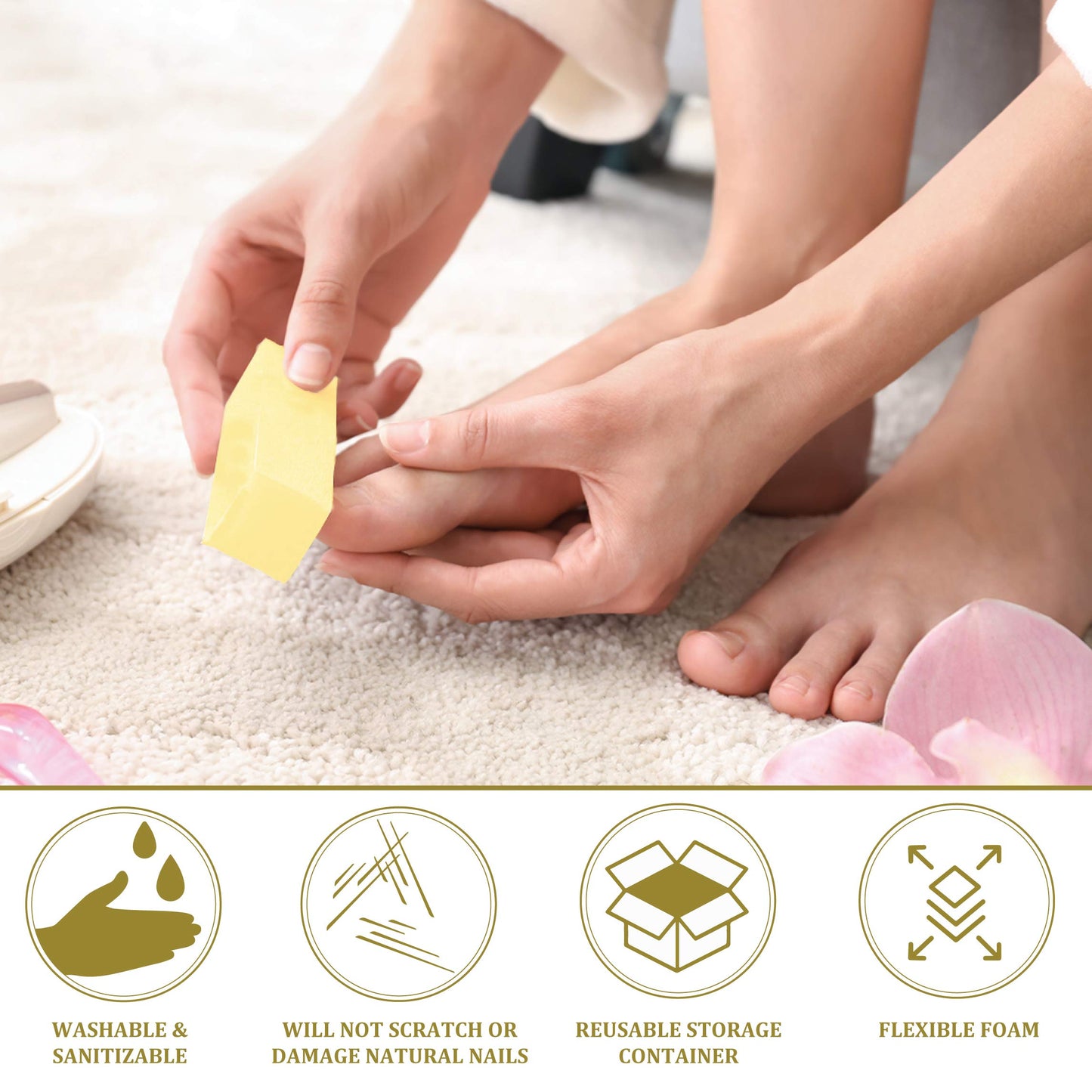 ForPro Professional Collection Yellow Pedicure Block, 220/220 Grit, Three-Sided Pedicure Nail Buffer, 3.75”L x 1”W x 1”H, Yellow, 15-Count Beauty & Personal Care ForPro Professional Collection